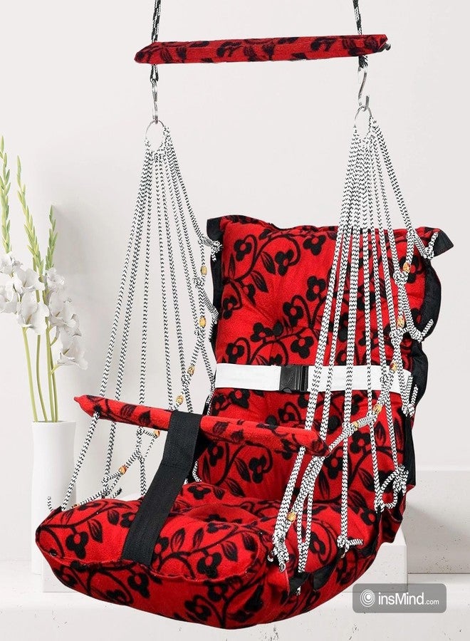 Kicchipai®Cotton Baby Swing for Kids 1-6 Years Jhula|Swings Cradle Chair|Foldable and Washable with Safety Belt|Home & Garden Jhula for Babies|Seat and Back Side 17x17 inch - Image 4