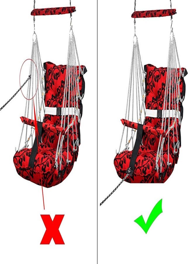 Kicchipai®Cotton Baby Swing for Kids 1-6 Years Jhula|Swings Cradle Chair|Foldable and Washable with Safety Belt|Home & Garden Jhula for Babies|Seat and Back Side 17x17 inch - Image 5
