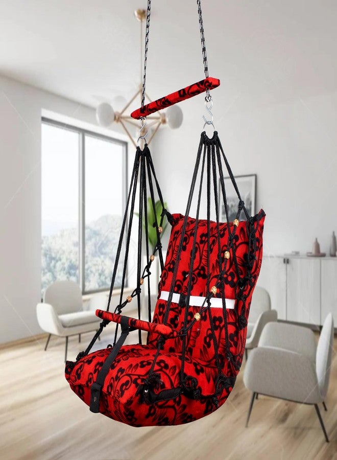 Kicchipai®Cotton Baby Swing for Kids 1-6 Years Jhula|Swings Cradle Chair|Foldable and Washable with Safety Belt|Home & Garden Jhula for Babies|Seat and Back Side 17x17 inch - Image 2