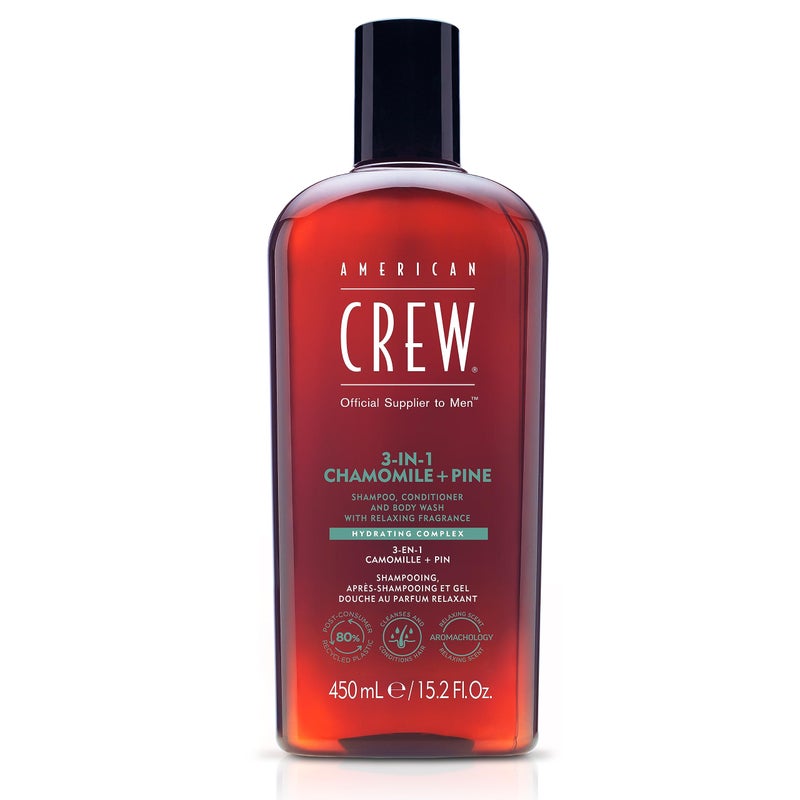 AMERICAN CREW 3-in-1 Chamomile & Pine, Shampoo, Conditioner & Body Wash for Men, Hair Care Gift for Him, Calming and Relaxing Fragrance, 15.2 fl oz - Image 1