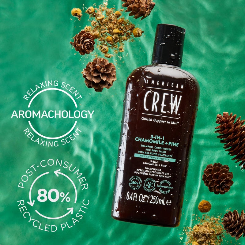 AMERICAN CREW 3-in-1 Chamomile & Pine, Shampoo, Conditioner & Body Wash for Men, Hair Care Gift for Him, Calming and Relaxing Fragrance, 15.2 fl oz - Image 5