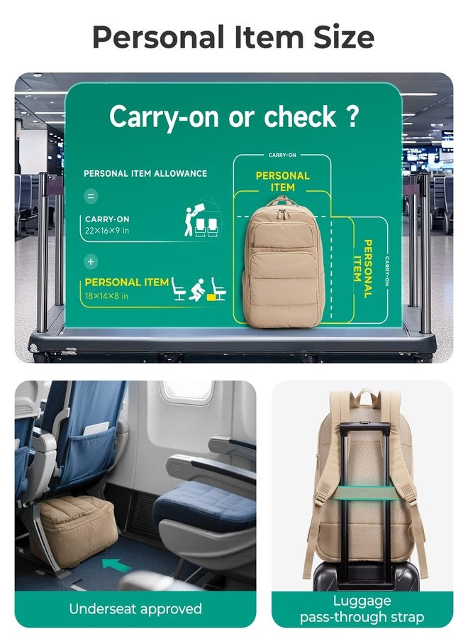 باج سمارت حقيبة ظهر BAGSMART للسفر واللابتوب للنساء، مقاس 17.3 بوصة، حقيبة يد معتمدة للسفر الجوي، حقيبة سفر شخصية، سعة 35 لتر، مقاومة للماء، حقيبة ظهر يومية عملية، لون أسود - Image 5
