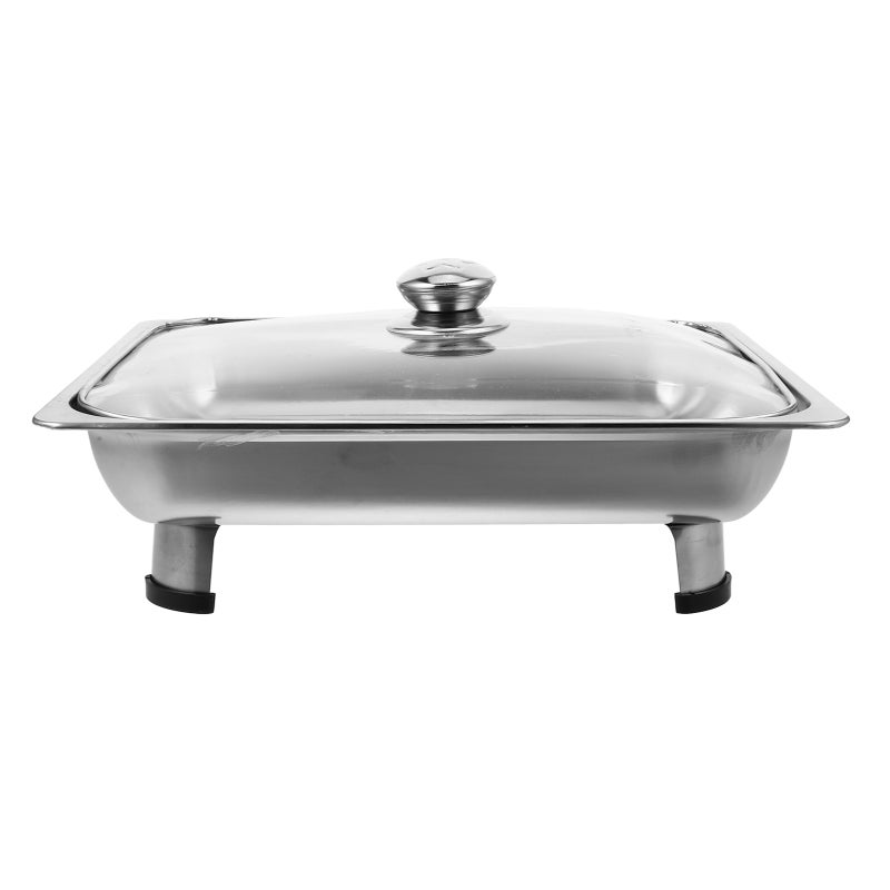 Chafing Dish For Buffet Stainless Steel Catering Pan With Glass Lid Removable Foot Buffet Food Container Stainless Rectangular Buffet Server - Image 3