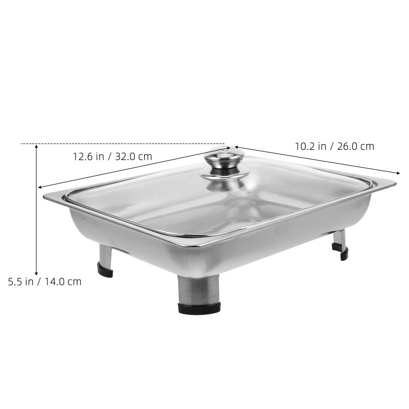 Chafing Dish For Buffet Stainless Steel Catering Pan With Glass Lid Removable Foot Buffet Food Container Stainless Rectangular Buffet Server - Image 2