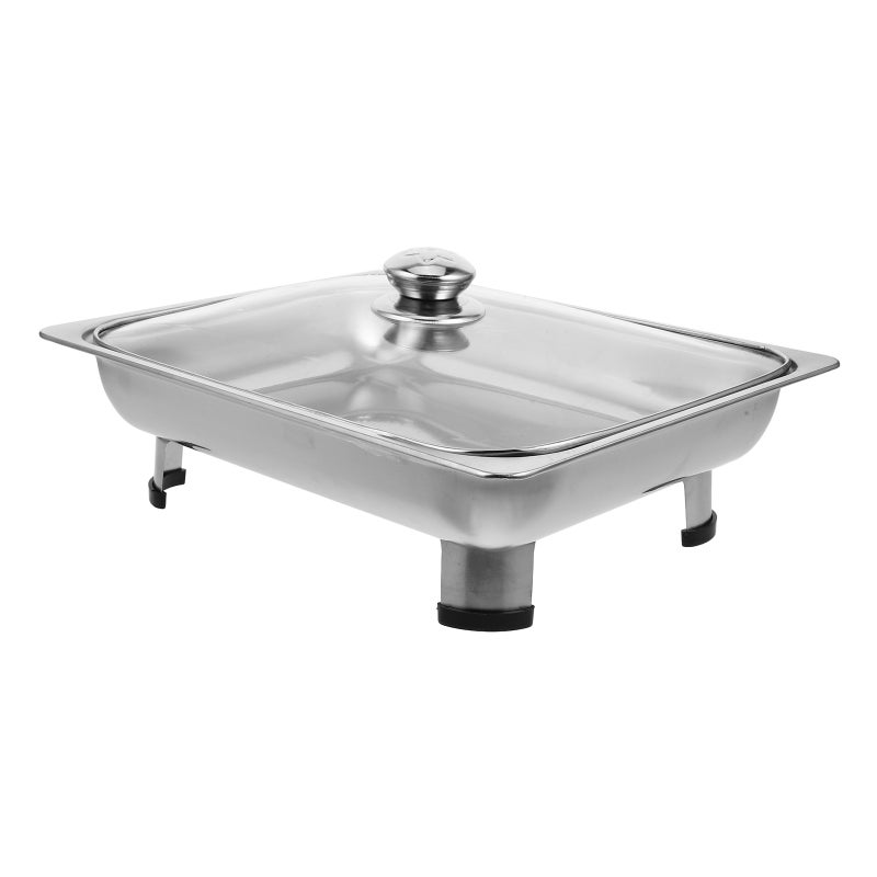 Chafing Dish For Buffet Stainless Steel Catering Pan With Glass Lid Removable Foot Buffet Food Container Stainless Rectangular Buffet Server - Image 5
