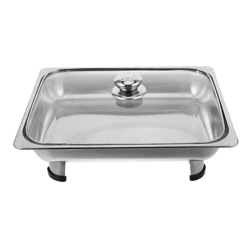 Chafing Dish For Buffet Stainless Steel Catering Pan With Glass Lid Removable Foot Buffet Food Container Stainless Rectangular Buffet Server - Image 4