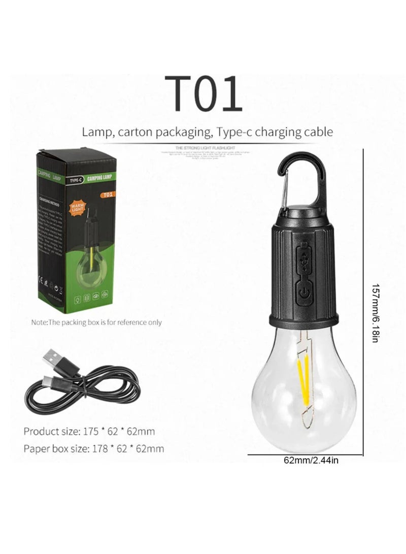 DIGI CORE 1 Piece T01 LED Camping Light, Portable Solar Light Bulb With 3 Lighting Modes, Battery Powered Emergency Light Rechargeable Solar Light Outdoor Solar Bulb Tent Light Warm White For Camping, Hiking & Indoor Use - Image 2