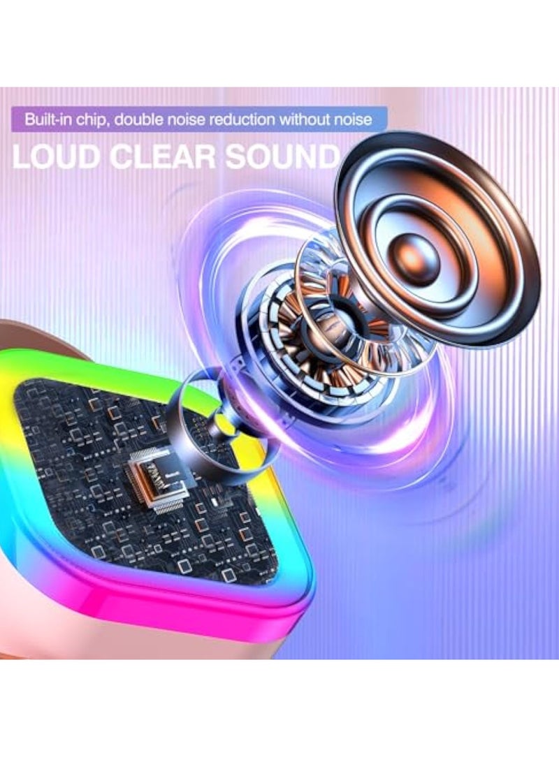 Arabest Mini Karaoke Machine for Kids Ages 2-12, Portable Bluetooth Karaoke Speaker with LED Party Lights & 2 Wireless Microphones, Perfect Birthday & Holiday Toys Gifts for Girls Boys (Pink) - Image 5