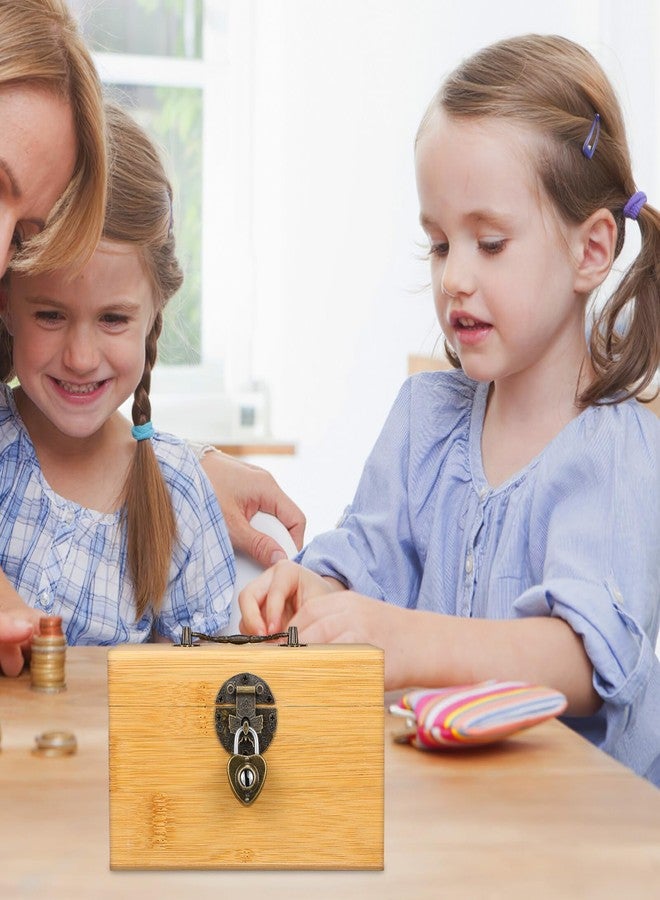 جارنيك صندوق تخزين الكنز العتيق من جارنيك، حامل صندوق التوفير مع قفل، صندوق الكنز العتيق المزخرف، منظم حصالة الخنزير الخشبية، حافظة التوفير مع قفل للمنزل - Image 4