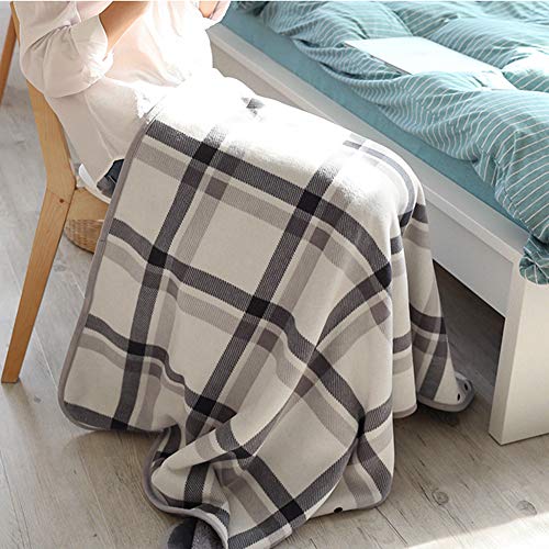 forestfish Fleece Wearable Blanket, Plaid Lap Blanket Comfy Poncho Throw with Buttons for Bed Sofa Office, Grey-White - Image 4