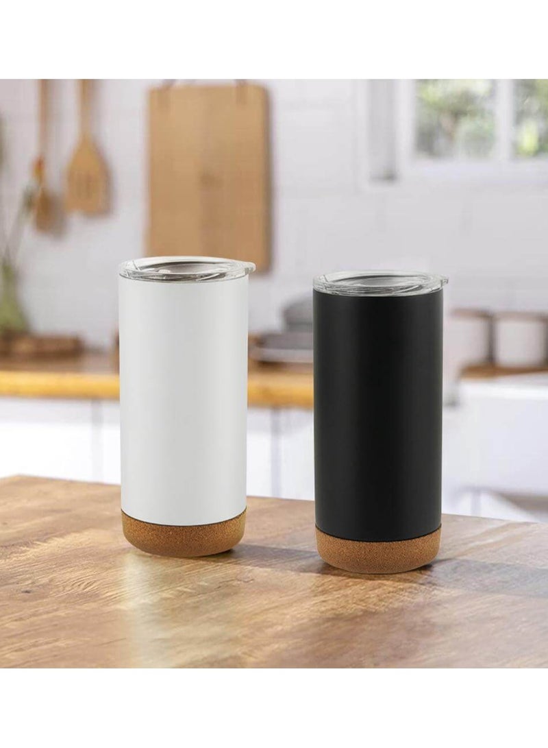 جيفتولوجي كوب قهوة معزول بالفراغ يبقى ساخنًا لمدة 5 ساعات وباردًا لمدة 15 ساعة بقاعدة من الفلين من الفولاذ المقاوم للصدأ مع برغي على غطاء كوب قهوة للسفر مقاوم للتسرب - Image 2