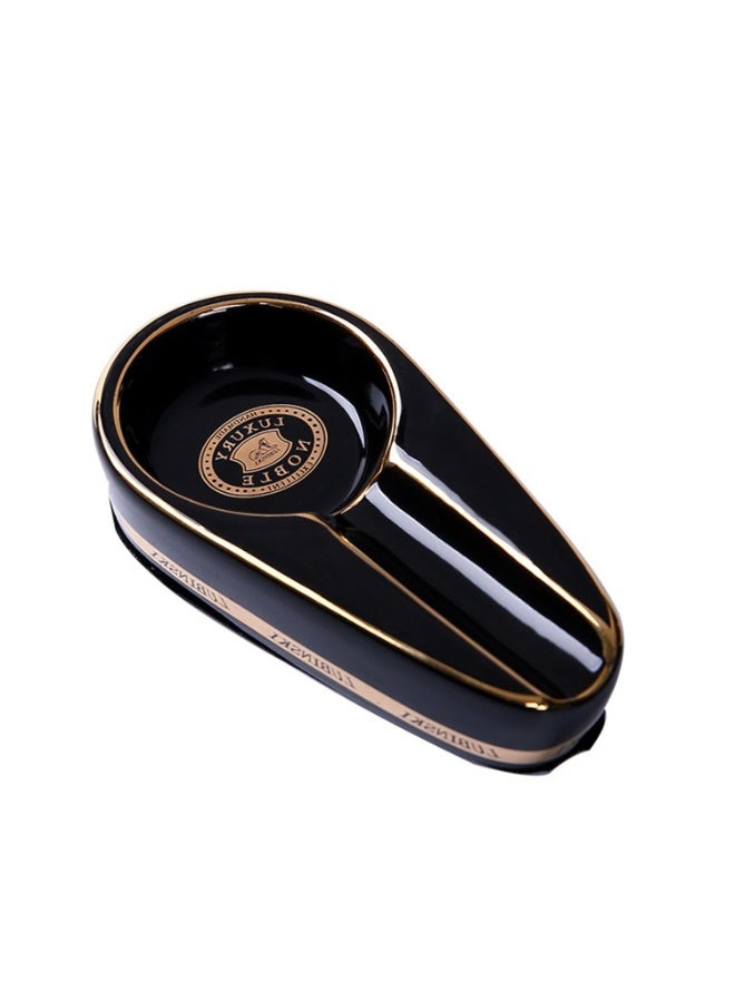 Cigar Ashtray, Ceramic Portable Travel Ash Tray With Round Ash Slot, Indoor And Outdoor Smoking Cigar Accessories For Men, Single Cigarette Holder Ashtrays For Home, Office, Patio - Image 1