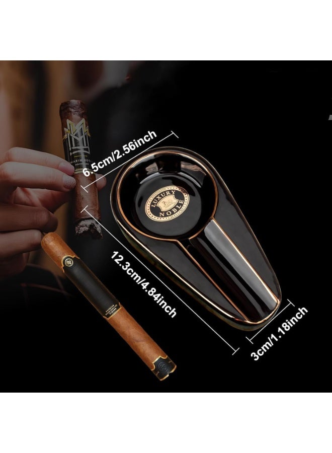 Cigar Ashtray, Ceramic Portable Travel Ash Tray With Round Ash Slot, Indoor And Outdoor Smoking Cigar Accessories For Men, Single Cigarette Holder Ashtrays For Home, Office, Patio - Image 3