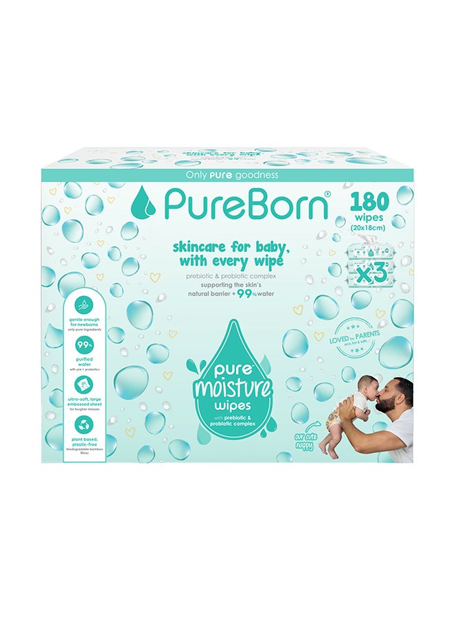PureBorn Pure Moisture Water wipes with Prebiotic And Probiotic Complex - Image 1