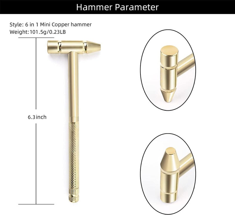 VIPREKHO VIPREKHO 5 in 1 Small Hammer Small Round Hammer Multifunctional Copper Hammer Screwdriver with Bottle Opener Musical Acessories Toolkit and Screwdriver Hand Repairing Tools Set of 1  - Image 5