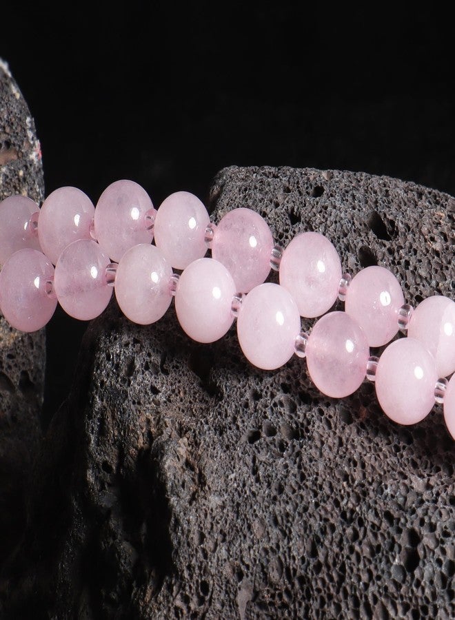 Concise Royal Natural Pink Rose Quartz Necklace for Women, Beaded Long Tassel Pendant Chakra Healing Crystal Necklace - Image 5
