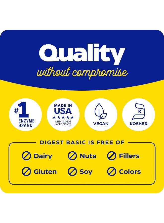 ENZYMEDICA ديجست باسيك، مكمل غذائي لدعم الراحة الهضمية، نباتي، خالي من الغلوتين، غير معدل وراثيًا، 180 كبسولة (180 حصة)