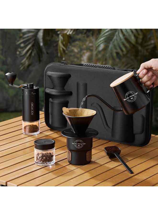 CircleJoy Circle Joy Pour-over Coffee Maker Set With Hand-cranked Coffee Grinder, Outdoor Camping Portable Coffee Machine With Storage - Image 1