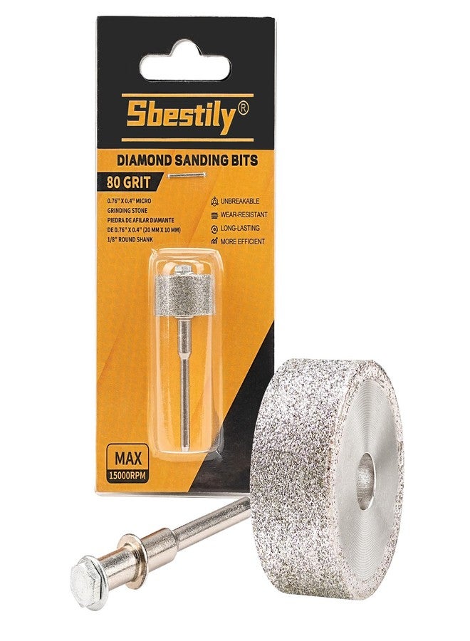 Sbestily Diamond Sanding Bits Rotary Grinding Stone Sanding Drill Bits with 1/8" Shank - Tough Enough to Metal Rust Removal/Smoothing/Sharpening - 80 Grit 1 Pack - Image 1