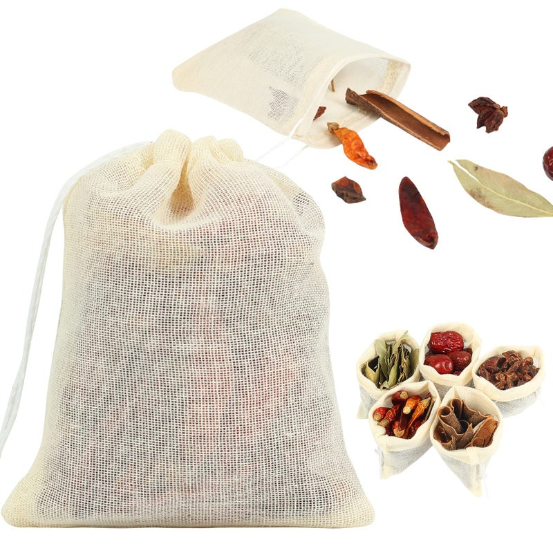 YQL YQL Spice Bags for Cooking30PCS 3x4 Inch Muslin Bags with Drawstring Tea Filter Bags Cheesecloth Bags for Straining Reusable Natural Cotton SachetHerb Bags 