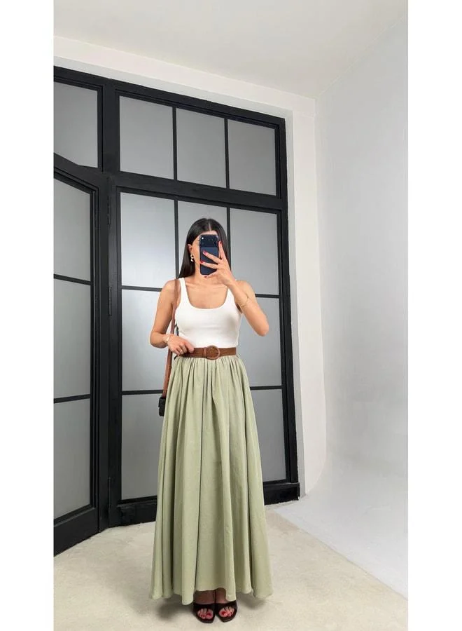 جاوس تنورة مبطنة بحزام أخضر GAUS-01549.