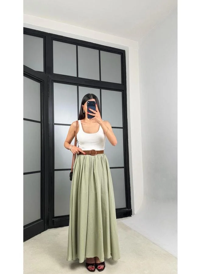 جاوس تنورة مبطنة بحزام أخضر GAUS-01549.