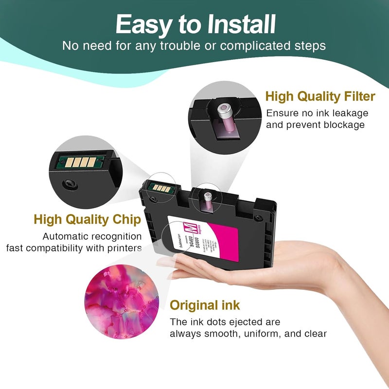 INK + SG400 SG800 Sublimation Cartridge Compatible with Sawgrass Virtuoso SG400 SG800 Printer DIY, Latest Upgraded Chip (1 Black, 1 Cyan, 1 Magenta, 1 Yellow, 4 Pack) - Image 3