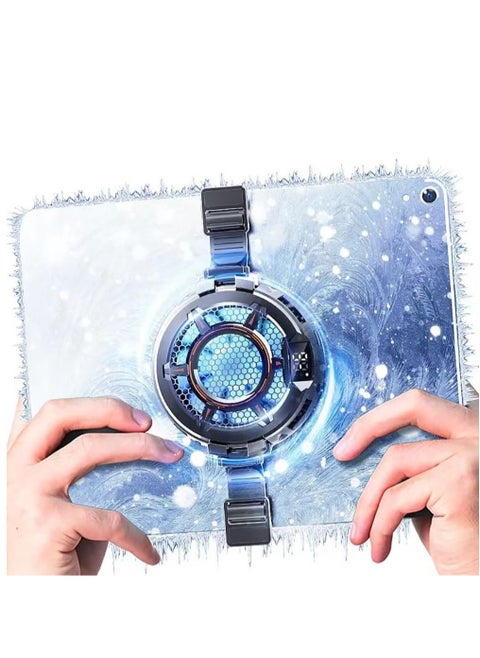 Magnetic iPad Cooler, Super Powerful Radiator with 3 Cooling Modes, Temperature Monitor LED Gaming Light,Elastic Silicone Buckle