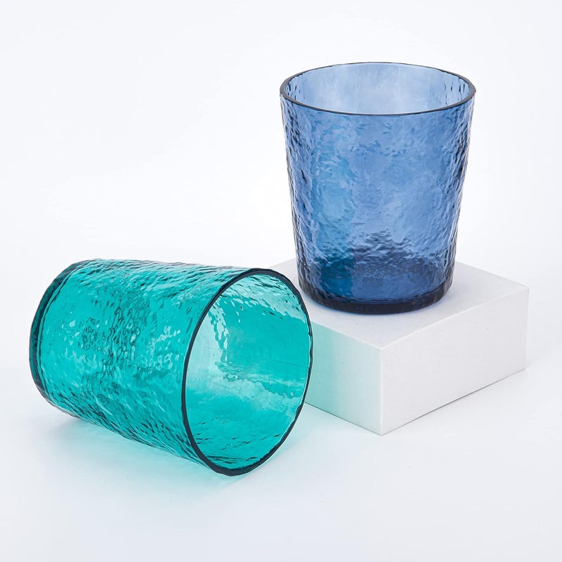 KX-WARE KXWARE 12ounce Acrylic Old Flashion Glasses Plastic Tumblers set of 8 Blue - Image 3