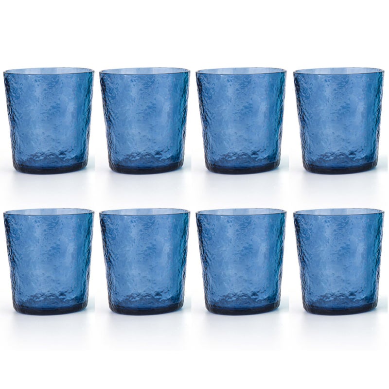 KX-WARE KXWARE 12ounce Acrylic Old Flashion Glasses Plastic Tumblers set of 8 Blue - Image 1