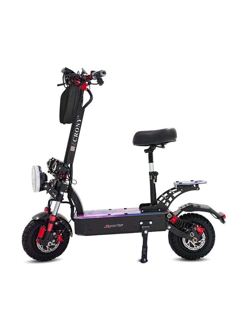 Crony Dk-11 2800w×2 Motor E-Scooter For Adults Up To 95Kilo/H High-Speed ,60v/13ah Battery, Off-Road10” Tires, 200kg Load, Dual Disc Brakes, Front & Rear Suspension, Triple Led Lights, Big Lcd, Usb, Bluetooth Speaker – City Commuter Skateboard, Shock-Absorbing Tires, Safety-Certified E-Bike, Foldable Aluminum Frame Heavy Duty Urban Mobility Electric Scooter  - Image 1