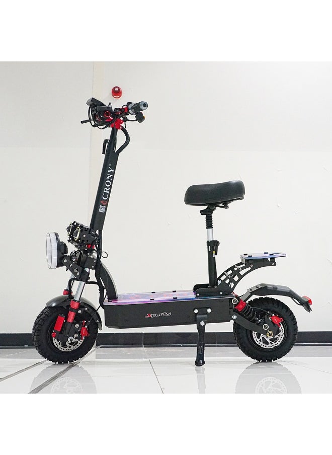 Crony Dk-11 2800w×2 Motor E-Scooter For Adults Up To 95Kilo/H High-Speed ,60v/13ah Battery, Off-Road10” Tires, 200kg Load, Dual Disc Brakes, Front & Rear Suspension, Triple Led Lights, Big Lcd, Usb, Bluetooth Speaker – City Commuter Skateboard, Shock-Absorbing Tires, Safety-Certified E-Bike, Foldable Aluminum Frame Heavy Duty Urban Mobility Electric Scooter  - Image 4