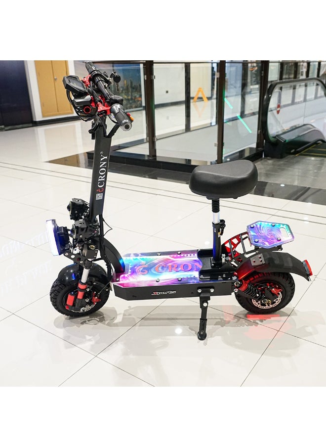 Crony Dk-11 2800w×2 Motor E-Scooter For Adults Up To 95Kilo/H High-Speed ,60v/13ah Battery, Off-Road10” Tires, 200kg Load, Dual Disc Brakes, Front & Rear Suspension, Triple Led Lights, Big Lcd, Usb, Bluetooth Speaker – City Commuter Skateboard, Shock-Absorbing Tires, Safety-Certified E-Bike, Foldable Aluminum Frame Heavy Duty Urban Mobility Electric Scooter  - Image 5