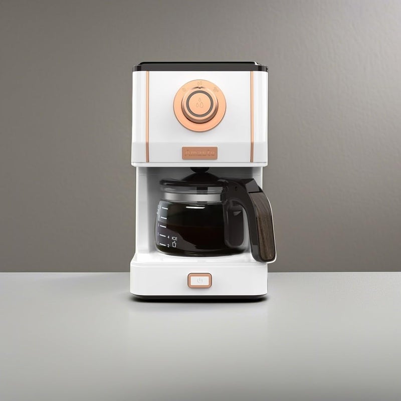 Amaste Retro Style Coffee Machine with 25 Oz Glass Coffee Pot, Reusable Coffee Filter & Three Brewing Modes, 30minute-warm-keeping, Elegant White with Rose Gold - Image 5