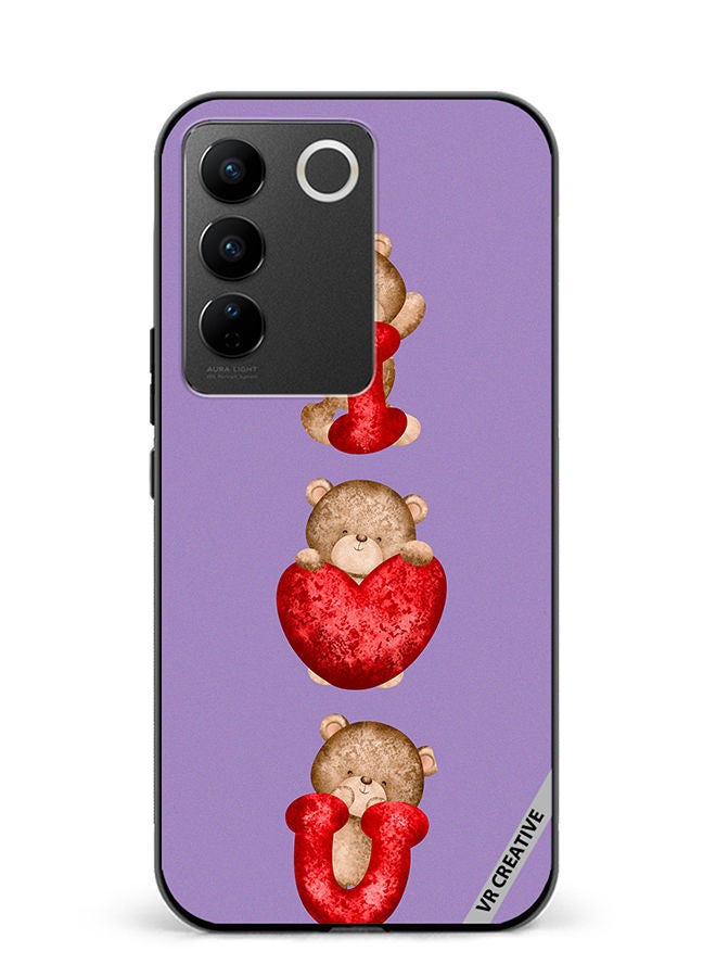 Protective Case Cover For Vivo V27 Pro Bear I Love You Design Multicolour