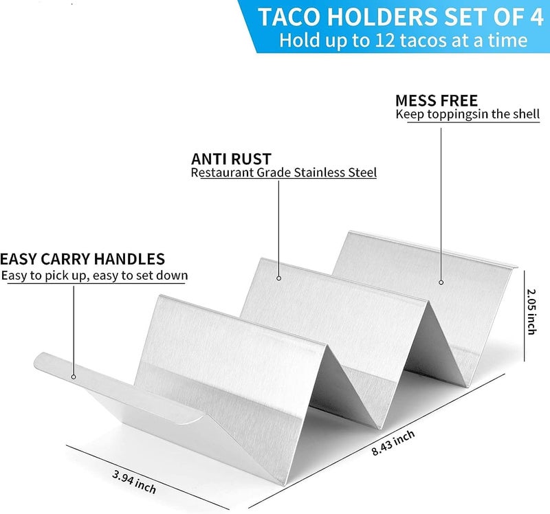 Surfexa Taco Holders 2 Packs - Stainless Steel Taco Stand Rack Tray Style by, Oven Safe for Baking, Dishwasher and Grill Safe - Image 2
