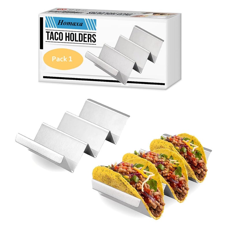 Surfexa Taco Holders 2 Packs - Stainless Steel Taco Stand Rack Tray Style by, Oven Safe for Baking, Dishwasher and Grill Safe - Image 1
