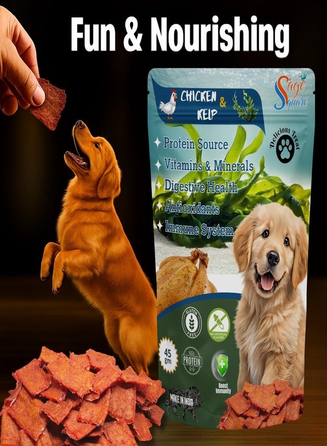 Sage Square Dog Treats | Crunchy Protein & Mineral-Rich Snack for Dogs | Supports Digestion, Thyroid Health & Immunity | Training Rewards | Healthy Treats for Puppies, Adults (45grm, Chicken & Kelp) - Image 5