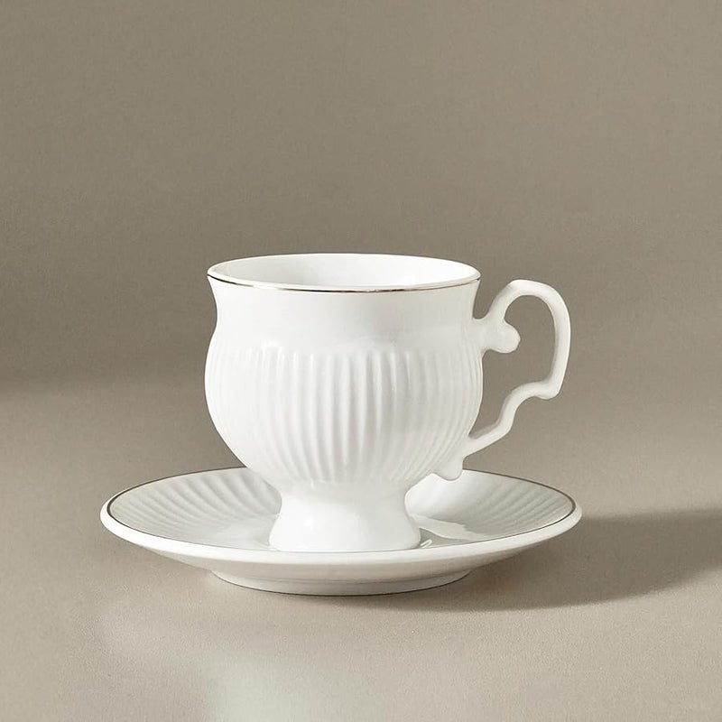 Karaca Porcelain Espresso Cup Set of 6, 12 Piece, 100ml, White Gold, Modern Design - Image 2
