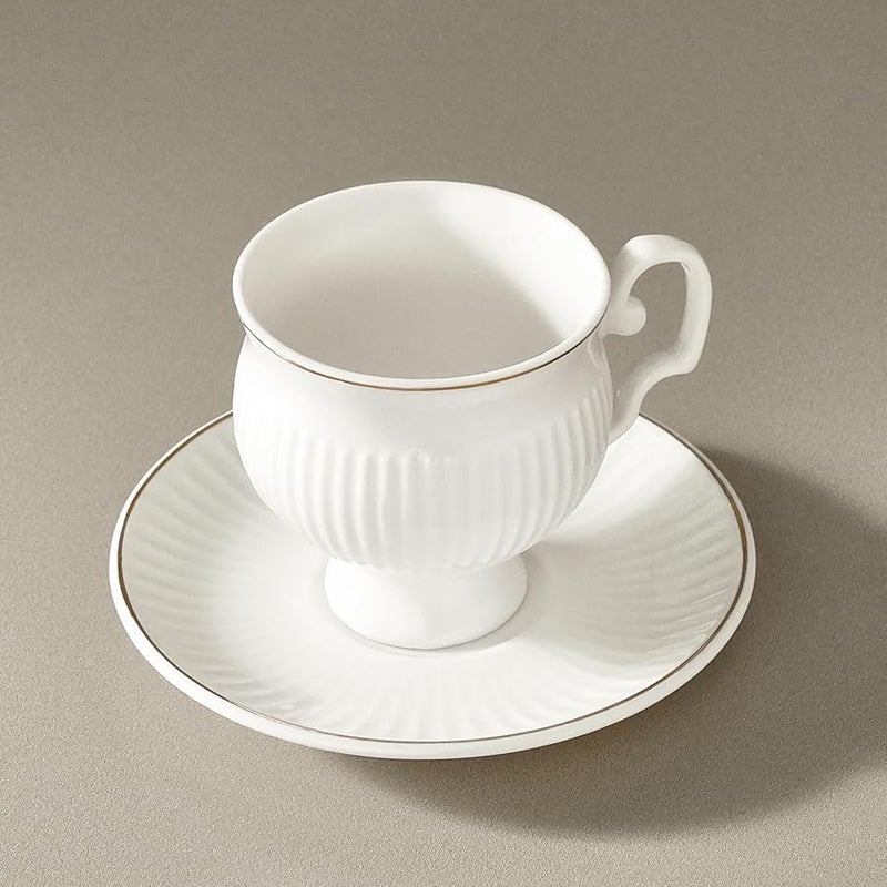 Karaca Porcelain Espresso Cup Set of 6, 12 Piece, 100ml, White Gold, Modern Design - Image 4
