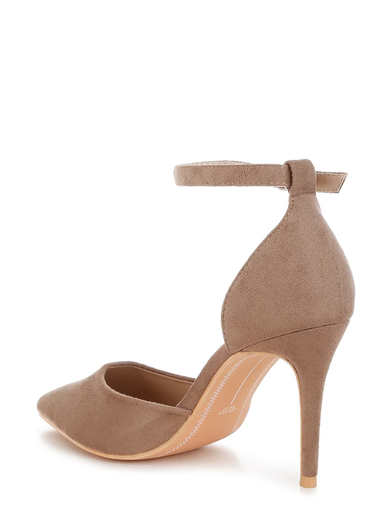 London Rag Microfiber Stiletto Sandals in Taupe