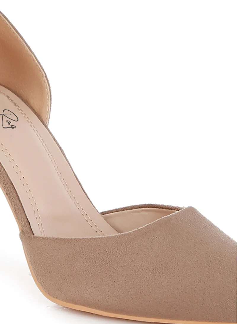 London Rag Microfiber Stiletto Sandals in Taupe