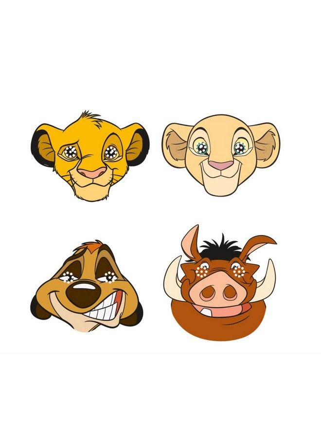 Unique أقنعة ورقية لحفلة الأسد الملك من ديزني ؛ تصاميم متنوعة ؛ 8 قطع - Image 2
