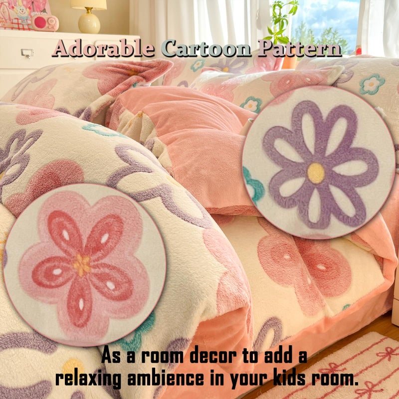 MorroMorn Pink Duvet Cover Queen, Floral Bedding Sets, Comforter Covers Set, Down Alternative Blanket Ultra Soft Kawaii Cute Blooming Flowers for Girls Kids Teen Women Full Double Size - Image 4