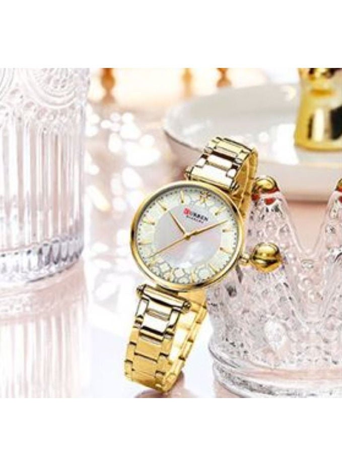 CURREN Watch for Women Fashion Gold Waterproof Quartz Clock Stainless steel Business Ladies Watch - Image 1