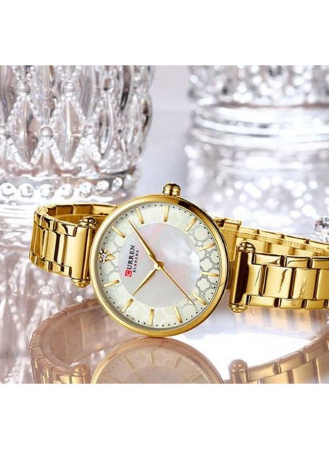 CURREN Watch for Women Fashion Gold Waterproof Quartz Clock Stainless steel Business Ladies Watch - Image 2