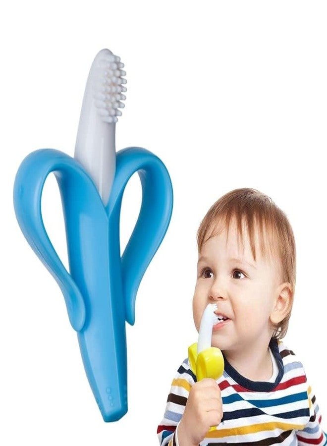 AEREX Banana Fruit Shape Baby Teether | Soft Silicone BPA Free Natural Organic Nipple Teether for Newborn Infant, Babies | Teething Toys for Babies | Silicone Soothing Teether (Blue) - Image 1