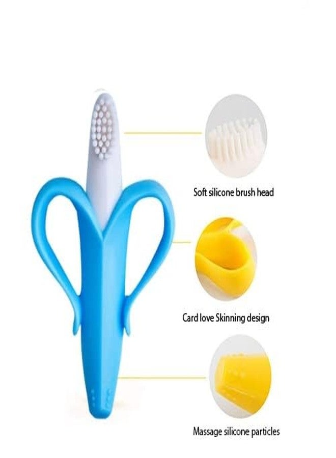 AEREX Banana Fruit Shape Baby Teether | Soft Silicone BPA Free Natural Organic Nipple Teether for Newborn Infant, Babies | Teething Toys for Babies | Silicone Soothing Teether (Blue) - Image 3