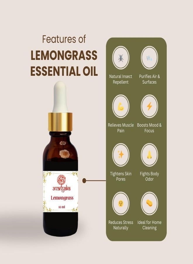 Aranyaka Pure Lemongrass Essential Oil, 10 ml, Natural and Preservative Free - Image 4