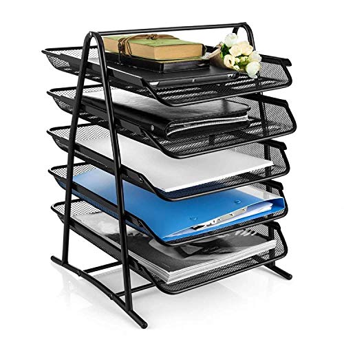 SUKHAD 5-Tier Metal File/Documents/Letters/A4 Size Files Rack, 14.56 X 11.02 X 13.77 Inch, Black - Image 1